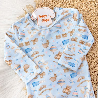 Conj. Body Manga Longa e Calça em Malha Térmica com Proteção UV50+- Brinquedos de Bebê